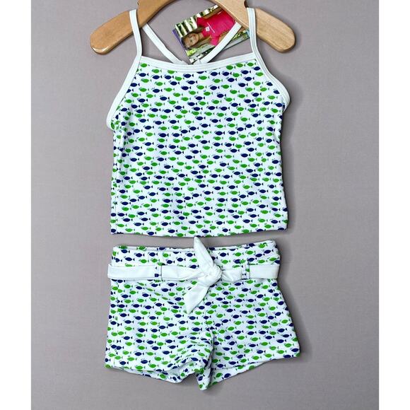NWT Snapper Rock Girls 3/4 *READ* Two-Piece Fish Tank/Shorts UPF 50+ Swimsuit - Picture 1 of 6